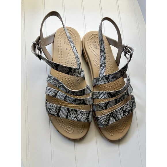 Crocs Tulum Snake Print Strappy Sandal Women's Size 8 - Picture 1 of 9